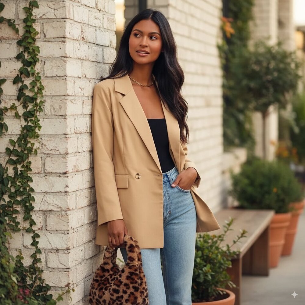 Charlie Holiday Dune Blazer Tan Size L NWT